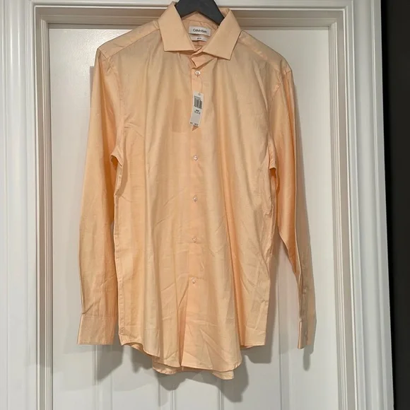 Calvin Klein | Shirts | New Calvin Klein Mens Slim Fit Soft Essentials  Orange Dress Shirt 6 L | Poshmark